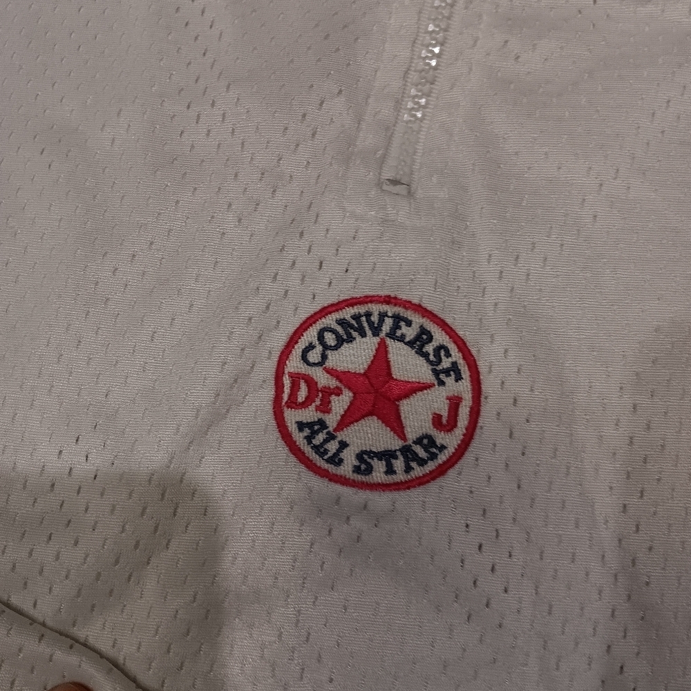 Vintage Converse Dr J All Star Mesh Warm Up Jersey Y2K Sewn Logo White Red Blue - Picture 3 of 6